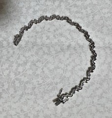 Tennis Bracelet, Vintage, Silvertone & Clear Crystals, Open Box Clasp, 7 Inches