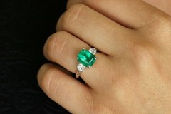 Art Deco Antique 3.50 Ct Natural Green Emerald Vintage Wedding Ring 925 Silver
