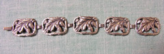 Vintage signed DANECRAFT Sterling Silver 5 Link Bracelet Open Oak Leaves & Acorn