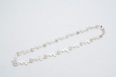 Vintage Necklace Silver Tone Rhinestone Flower Ivy 16″