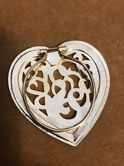 Vintage Large Gold Tone Open Work Heart Scarf Slide Clip