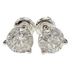 14k White Gold 2 Ct Natural Diamond Stud Earrings