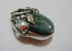 Vintage 70s Sterling Silver & Large Labradorite Cab Handmade Pendant Brooch