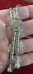Vintage Silvertone Bolo Necklace Lariat-style Chain Flower Slider Closure 26”