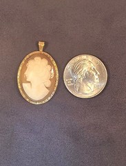 Victorian Era Carved Shell Cameo Pendant 1/20 10KT Gold Filled Stamped C.T.