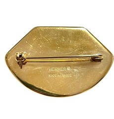 Vintage HERMÈS Cloisonné Enamel Fan-Shaped Brooch with Spotted Panther/Cheetah