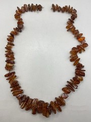 Vintage Baltic Amber Graduated Nugget Necklace Cognac Endless Strand 28 in FLAW