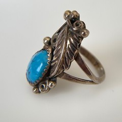 Vintage 925 Sterling Silver Blue Turquoise Old Pawn Southwest Ring Size 6