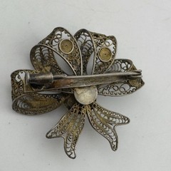 Antique Art Deco Cameo Filigree Brooch 800 Silver Sterling Trombone Clasp