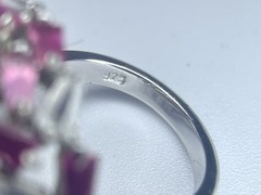 925 Sterling Silver Pink Tapered Baguette CZ Dome Cocktail Ring Size 6 13g