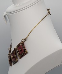 Vintage Enamel Copper Mixed Metals Necklace