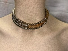 Cookie Lee Necklace Pink Beaded Silver Tone Links Designer Vintage Tag 36 Inch