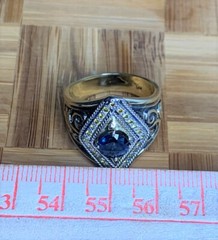 2.25ctw Best Color Sapphire w/ Intense Canary Yellow diamonds 14K Art DECO Ring