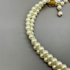 Richelieu Necklace Vintage Faux Pearl Double Strand Rhinestone Heart Choker