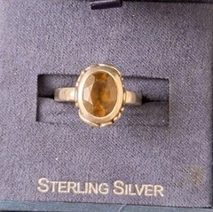 Vintage 925 Sterling Silver Smoky Quartz Ring Size 8