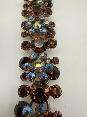 DeLizza & Elster (D &E) Juliana Cognac & Iridescent AB Rhinestone Bracelet 6.75”