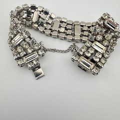 Vintage Signed WEISS Clear Rhinestone Bracelet 1950s Mixed Baguette round E
