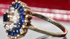 14k y/gold sz 5.5 ring 0.82ct natural treated sapphire diamond heart 3.7g N2998B