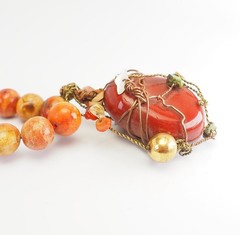 One of a kind red gemstone chunky handmade necklace