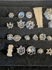 40 Beautiful Bali Jewelry Bead Lot With Two Pendants! 800-925 Silver! 3+ Oz!