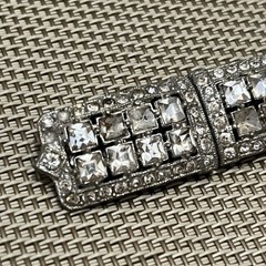Vintage Art Deco Coro Duette Brooch Pin Dress Clips Duo Silver Tone Rhinestones