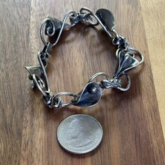 Vtg Sterling Calla Lily 5 Link 7″ Bracelet Mid Century Nouveau Revival 26.5g