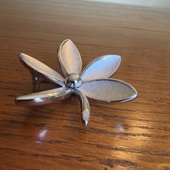 Vintage Crown Trifari Textured Silver Floral Flower Pin Brooch MCM