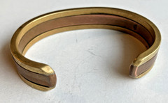 VIntage 70s Copper & Brass Healing Cuff / Banded Bracelet Unisex Small – 6 1/4″