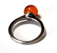 Baltic Vintage Genuine Cognac Color Amber Ring 925 Silver Made in Poland #101