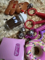 Vtg 80s Nostalgia Plastic Bell Charm Necklace Lot Cassette, Bubbles, Abacus EUC