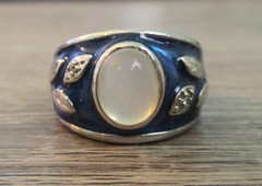 Ross Simons Sterling Silver 925 Enamel Moonstone Ring Size 8.75