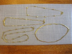 Lot 4 Necklaces Curved Links, Attached Pendant, Chains w/ Tiny Beads, 2 TRIFARI