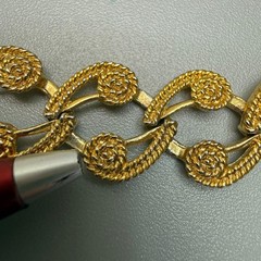 Etruscan Revival Vintage Gold Tone Choker Necklace 17″ Filigree Swirls Statement