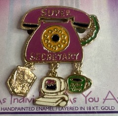 Vintage Charmers Pin Secretary / Brooch / 18 KT Gold Layered / Career / NOS