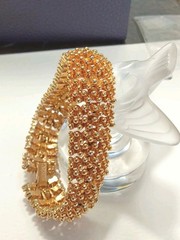 Vintage Sarah Coventry Golden Mesh Linked Braclet Textured with Tiny Balls sz 7