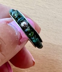VINTAGE DESIGNER ROUGH GREEN TOURMALINE ETERNITY SPINNER BAND RING 925 STERLING