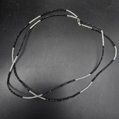 JTV Black Spinel White Topaz Necklace Rhodium Sterling Dainty India Jewelry