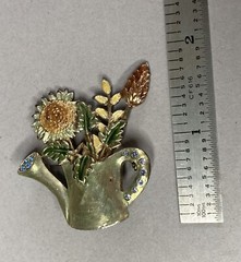 KC Kenneth Cole Flower Bouquet Brooch Watering Can Rhinestone Enamel