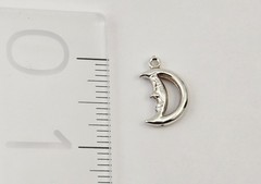 Vintage Sterling Silver Man in the Moon Crescent Hollow Pendant 925 – 1.1g