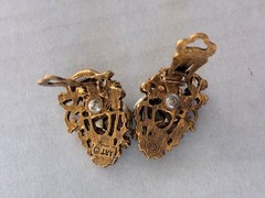 Vintage Mode Art Clip On Earrings Rhinestone Moonstone Arthur Pepper New York