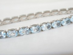 Sterling Silver 925 Natural Heated Blue Topaz Tennis Line Bracelet 7.5″