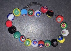 Vintage Art Glass Millefiori Bead Stretch Bracelet Read