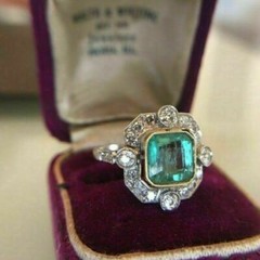2 CT Green Asscher Diamond 14k White Gold Over Art Deco Wedding Ring 935 Silver