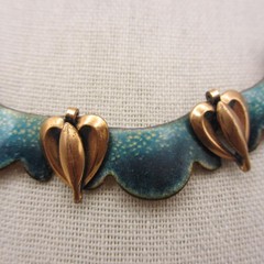 Vintage Copper Enamel Necklace Speckled Collar 17 Inch