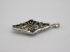 SUPER ART DECO PLATINUM FILIGREE 3 DIAMOND STONE LAVALIERE PENDANT