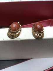 Vtg. Art Deco Screw Back Button Druzy Quartz Earrings GF 1/20 12K JJJ signed