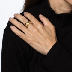 80s Portuguese Vine Leaf Ring 19k Yellow Gold Sapphire Diamond Band Sz 8.5