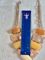 Vintage Abstract Lucite / Metal Collar Necklace Chunky Modernist MCM