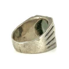 Prehnite, Sterling Silver Vintage Ornate Band Ring Sz. 9.5