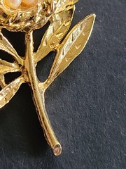VTG Trifari Blue Bird Trembler Brooch Pin Goldtone Faux Pearl Eggs Nest Branch